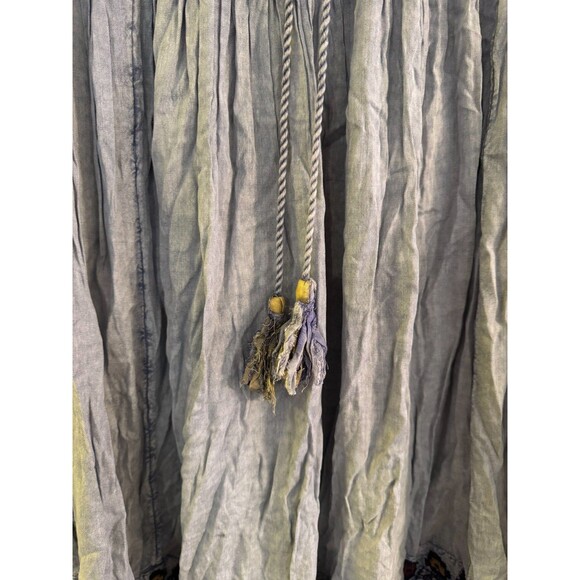 NWT Rachel Zoe Top Sz 1X  Blue Embroidered Tassel Tie Mineral Wash Boho Festival - Picture 12 of 14